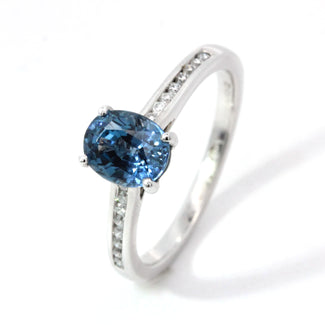 1.38ct Blue Spinel and Diamond Engagement Ring