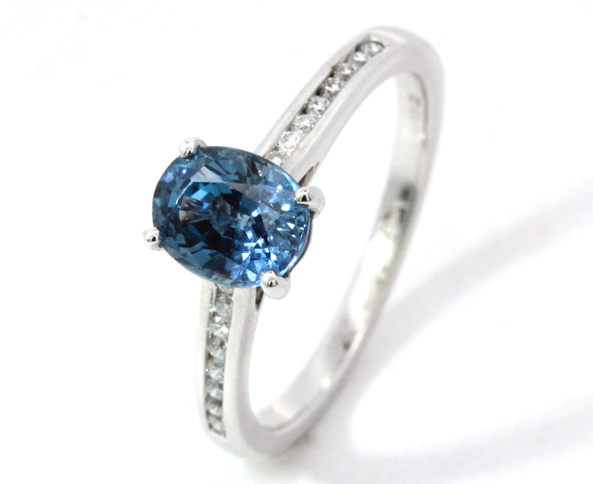 1.38ct Blue Spinel and Diamond Engagement Ring