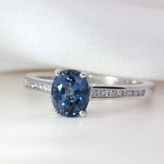 1.38ct Blue Spinel and Diamond Engagement Ring