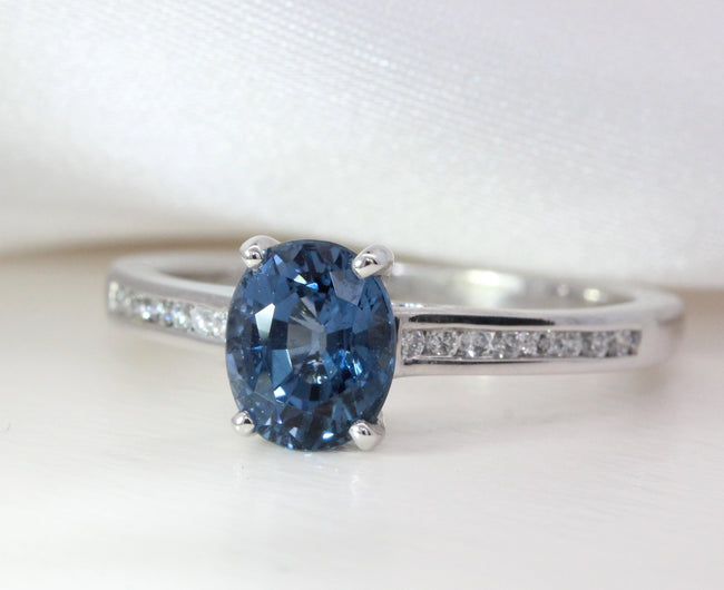 1.38ct Blue Spinel and Diamond Engagement Ring