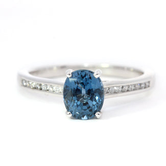 1.38ct Blue Spinel and Diamond Engagement Ring