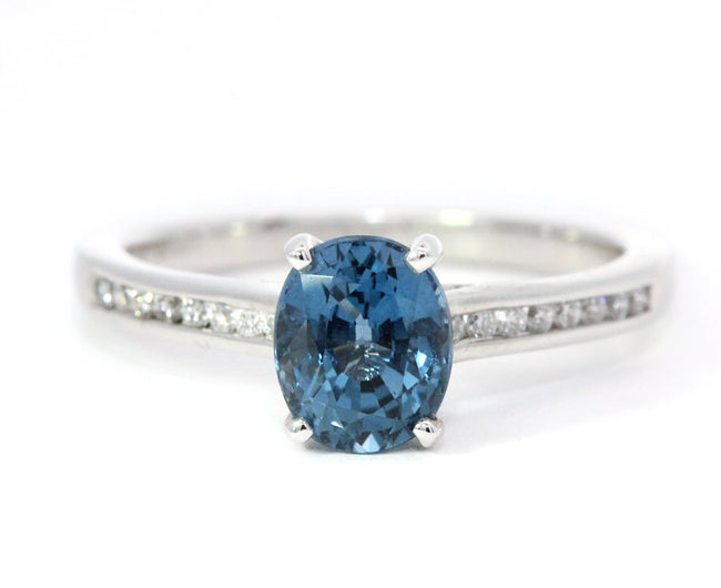 1.38ct Blue Spinel and Diamond Engagement Ring