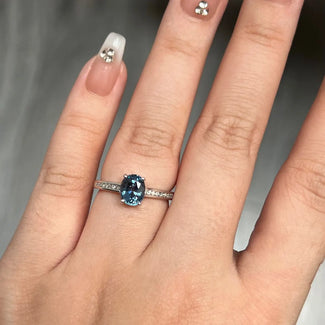 1.38ct Blue Spinel and Diamond Engagement Ring