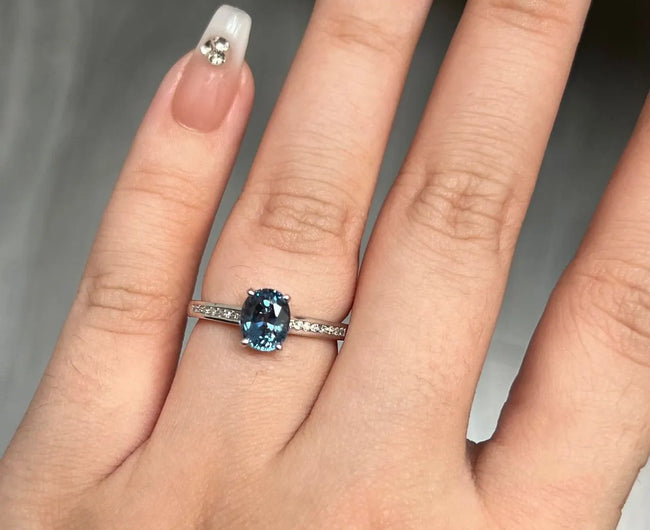 1.38ct Blue Spinel and Diamond Engagement Ring