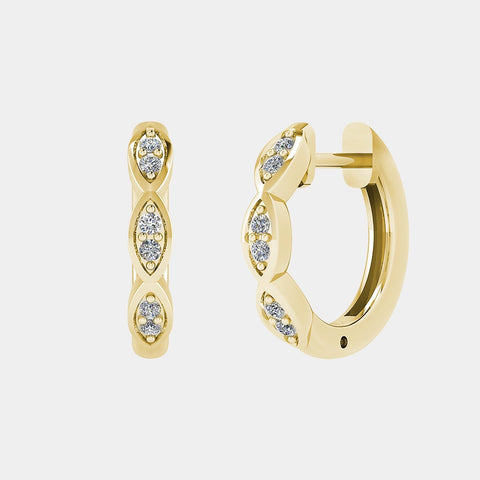 Aurora Scallop Diamond Huggies Hoop Earrings