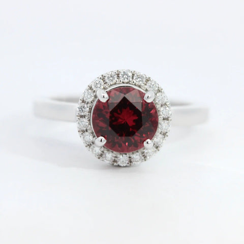 Garnet and Diamond Cluster Ring