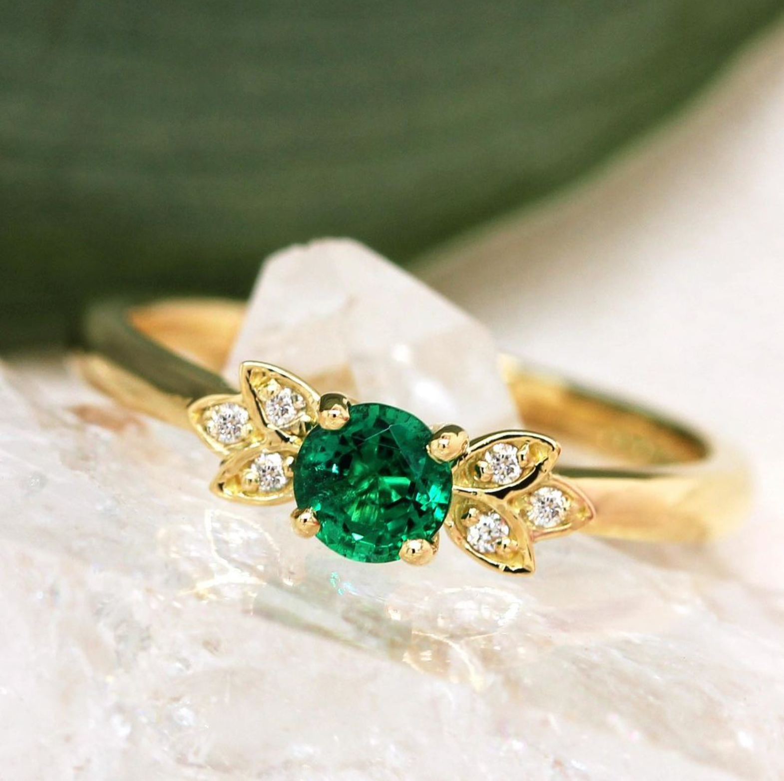 1.75 Carat Green Emerald & Diamond Ring in White Gold