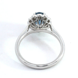 1.23ct Oval Blue Spinel Diamond Cluster Ring