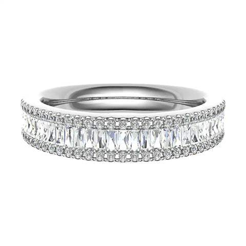 Baguette and Round Multi Row Eternity Ring