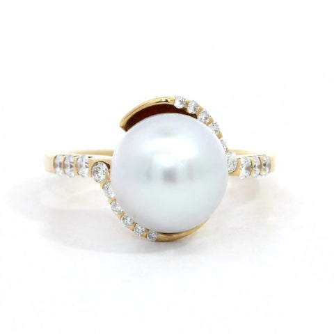 Grey Pearl with Diamond Band