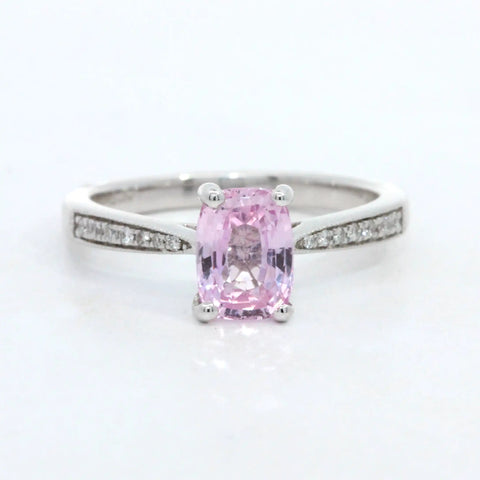 Pink Sapphire Ring with Diamond Set Band