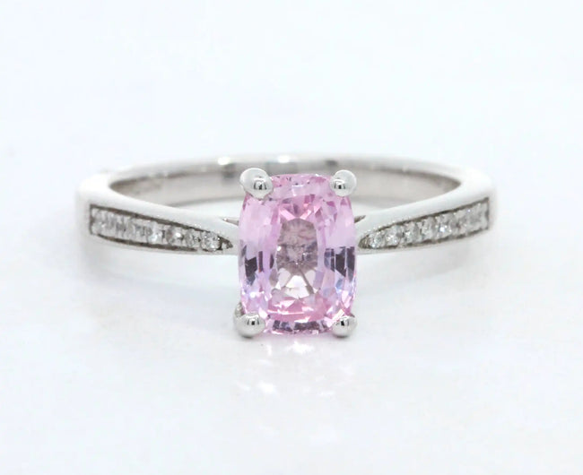 Pink Sapphire Ring with Diamond Set Band