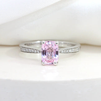 Pink Sapphire Ring with Diamond Set Band