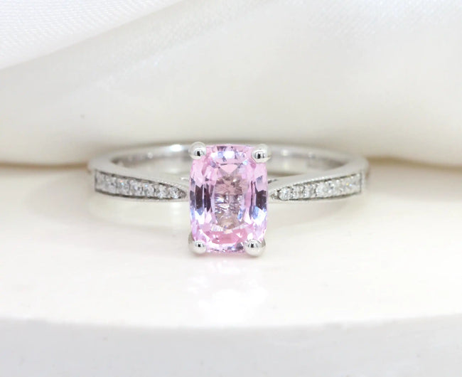 Pink Sapphire Ring with Diamond Set Band