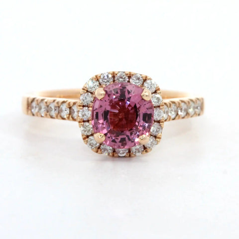 Pink Spinel with Diamond Halo