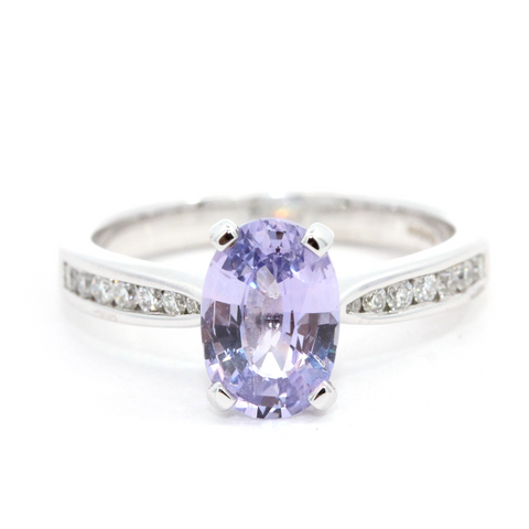 1.27ct Oval Purple Sapphire and Diamond Engagement Ring