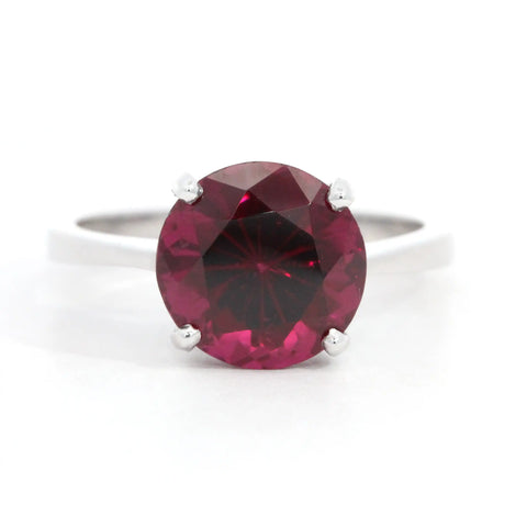 Round Garnet Solitaire Ring