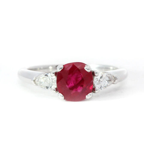 1.45ct Ruby and Diamond Trilogy Engagement Ring