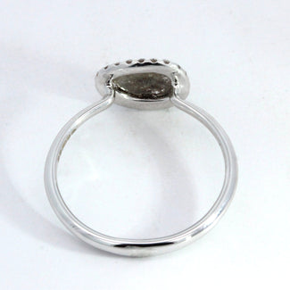 Rose Cut Salt and Pepper Diamond Halo Ring