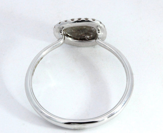 Rose Cut Salt and Pepper Diamond Halo Ring