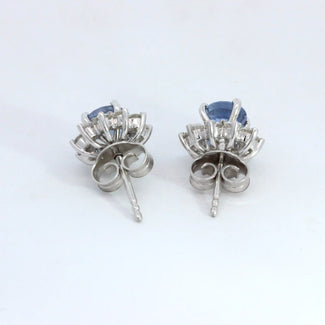 Blue Sapphire with Diamond Jacket Earrings