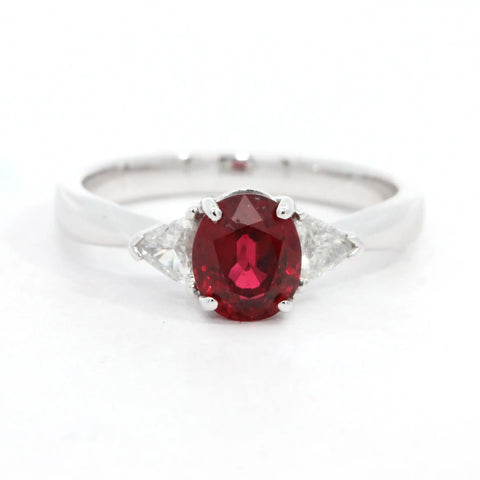 Oval Spinel and Trillion Diamonds Trilogy Ring