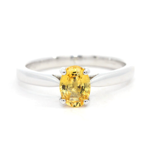 1.02ct Oval Yellow Sapphire Solitaire Engagement Ring