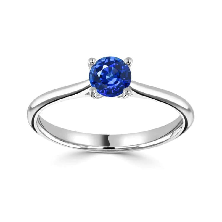 BLUE SAPPHIRE SOLITAIRE * Artisan Crafted * Sand Swept Design Argentium Silver * Ring Size 8.5 * Soft Squared Comfy Band * Affordable Luxury outlet